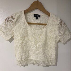 Topshop White Lace Cropped Top | Size S/US4